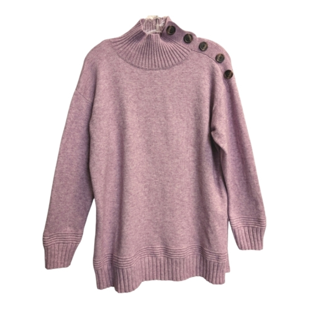 Anthropologie turtleneck sweater lavender purple shoulder buttons